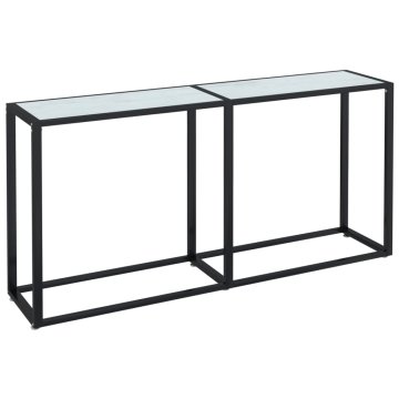 Vidaxl Konzolna mizica beli marmor 160x35x75,5 cm kaljeno steklo