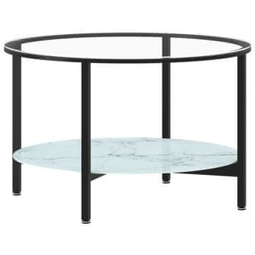 Vidaxl Čajna mizica črna in bel marmor 70 cm kaljeno steklo