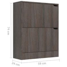 Vidaxl Omarica za čevlje z 2 vrati siva sonoma hrast 59x24x74 cm