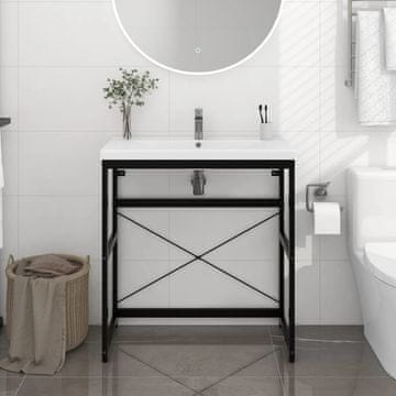 Vidaxl Kopalniški regal črn 79x38x83 cm železo