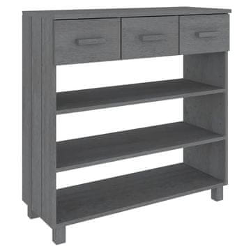 Vidaxl Konzolna mizica HAMAR temno siva 90x35x90 cm trdna borovina