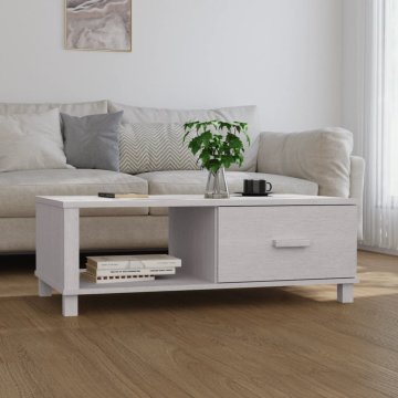 Vidaxl Kavna mizica, bela, 100x55x35 cm, masivni borov les