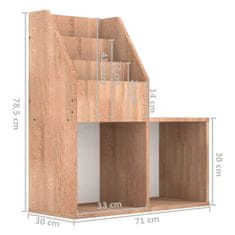 Vidaxl Otroško stojalo za revije sonoma hrast 71x30x78,5 cm iverna pl.