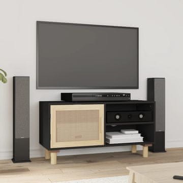 Vidaxl vidaXL TV stojalo črno 80x30x40 cm borovina in ratan