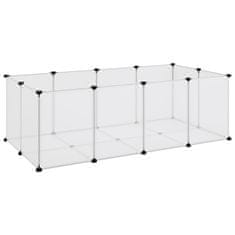Vidaxl Ograda za male živali prozorna 144x74x46,5 cm PP in jeklo