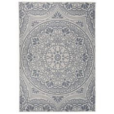 shumee vidaXL Zunanja preproga ploščato tkanje 160x230 cm modri vzorec