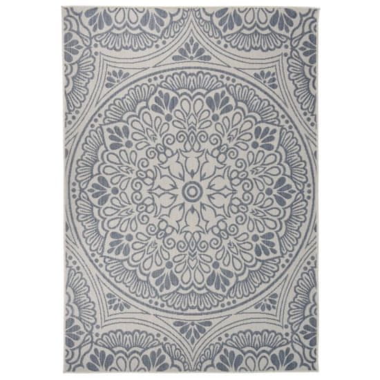 shumee vidaXL Zunanja preproga ploščato tkanje 160x230 cm modri vzorec