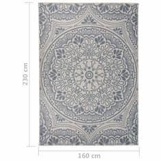 Vidaxl Zunanja ravna preproga, 160x230 cm, modri vzorec