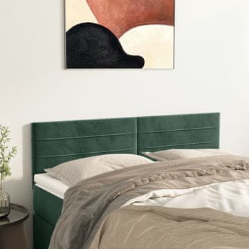 Vidaxl vidaXL Vzglavja za posteljo, komplet 2 kosov, temno zelena, 72x5x78/88 cm, žamet