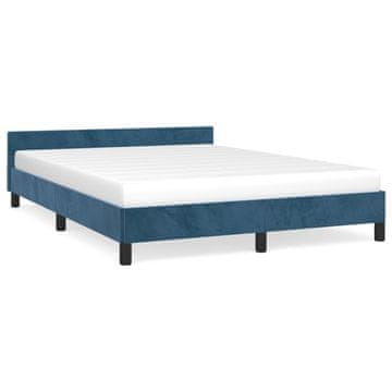 Vidaxl Posteljni okvir brez vzmetnice temno moder 140x200 cm žamet