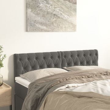 shumee vidaXL Posteljno vzglavje 2 kosa temno sivo 80x7x78/88 cm žamet