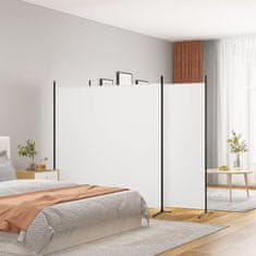 vidaXL 3-delna sobna pregrada, bela, 525 x 180 cm, blago