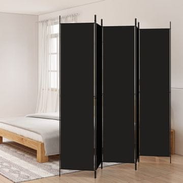 Vidaxl vidaXL 5-delna predelna stena, črna, 250 x 220 cm, blago