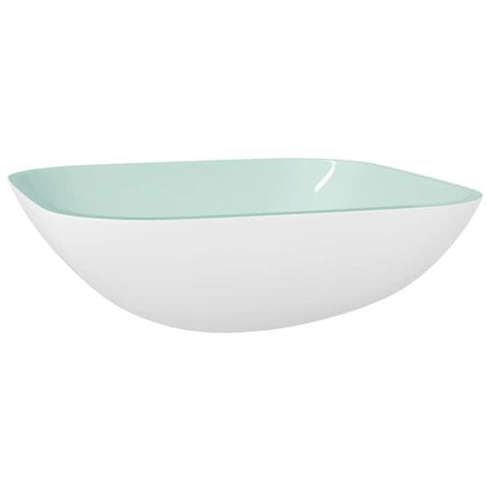 Vidaxl Stekleni umivalnik 42x42x14 cm bel