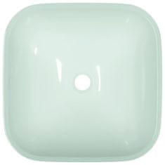 Vidaxl Stekleni umivalnik 42x42x14 cm bel
