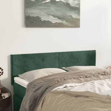 Vidaxl vidaXL Vzglavja za posteljo, komplet 2 kosov, temno zelena, 72x5x78/88 cm, žamet
