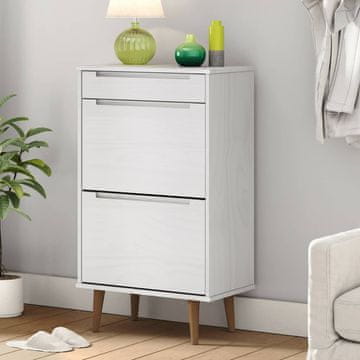 Vidaxl vidaXL MOLDE Omarica za čevlje bela 59,5x35x103 cm masiven bor