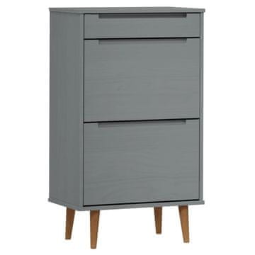 Vidaxl Omara za čevlje MOLDE siva 59,5x35x103 cm trdna borovina