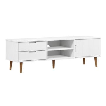 Vidaxl TV omarica MOLDE bela 158x40x49 cm trdna borovina