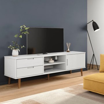 Vidaxl vidaXL MOLDE TV omarica bela 158x40x49 cm masivni borov les