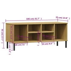 Vidaxl Regal za čevlje z nogami rjav 106x35x45 cm trden les OSLO