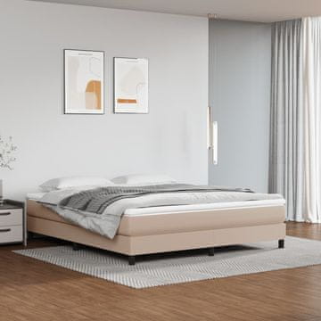 Vidaxl vidaXL Vzmetnica z žepkastimi vzmetmi, kapučino, 160x200x20 cm, umetno usnje