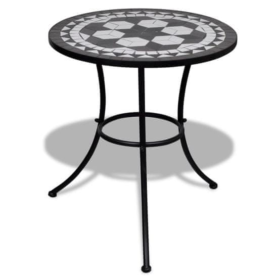 Vidaxl Bistro miza črna in bela 60 cm mozaik