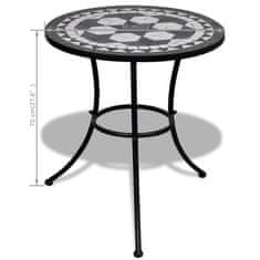 Greatstore Bistro miza črna in bela 60 cm mozaik