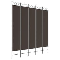 Vidaxl Paravan 5-delni rjav 200x220 cm blago