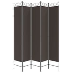 Vidaxl Paravan 5-delni rjav 200x220 cm blago