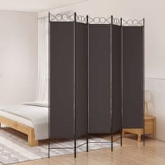 Vidaxl Paravan 5-delni rjav 200x220 cm blago