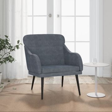 Vidaxl vidaXL Fotelj, temno siv, 63x76x80 cm, oblazinjen z žametom