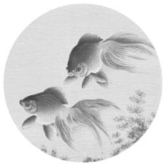 shumee WallArt Okrogla stenska poslikava Dve zlati ribici, 190 cm