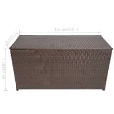 Vidaxl Vrtna skrinja za shranjevanje poli ratan 120x50x60 cm rjava