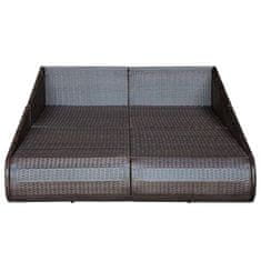 Vidaxl Vrtna postelja rjava 110x200 cm poli ratan