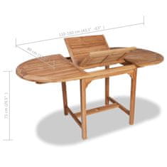 Vidaxl Raztegljiva vrtna miza (110-160)x80x75 cm trdna tikovina