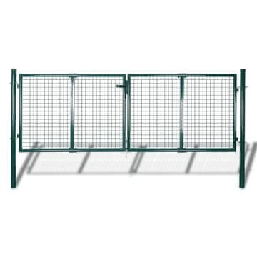 Vidaxl Ograjna vrata iz jekla 300x125 cm zelene barve