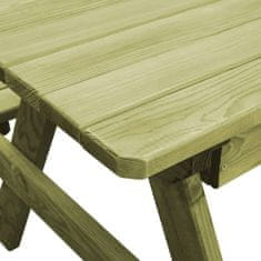 shumee Piknik miza s klopmi 90x90x58 cm impregnirana borovina