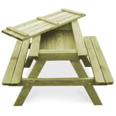 Vidaxl Piknik miza s klopmi 90x90x58 cm impregnirana borovina