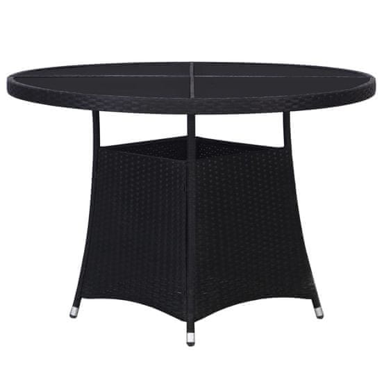 Vidaxl Vrtna miza iz poli ratana 110x74 cm črna