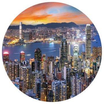 Vidaxl Okrogla tapeta Skyline by Night 190 cm