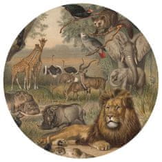 Greatstore WallArt Okrogla stenska tapeta Živali Afrike, 190 cm