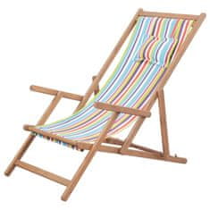 shumee Zložljiv stol za na plažo blago in lesen okvir večbarven