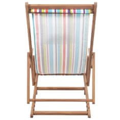 Vidaxl Zložljiv stol za na plažo blago in lesen okvir večbarven