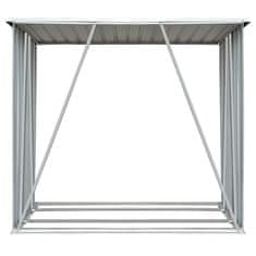 Vidaxl Vrtna lopa za drva pocinkano jeklo 163x83x154 cm sive barve
