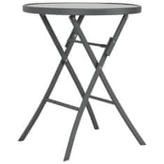 Vidaxl Zložljiva bistro miza siva 60x70 cm steklo in jeklo