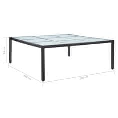 Vidaxl Vrtna jedilna miza črna 200x200x74 cm poli ratan