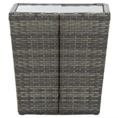 Vidaxl Čajna mizica siva 41,5x41,5x43 cm poli ratan in kaljeno steklo
