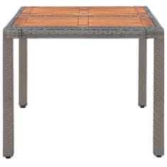 Vidaxl Vrtna miza siva 150x90x75 cm poli ratan in trden akacijev les