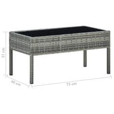 Vidaxl Vrtna miza siva 75x40x37 cm poli ratan